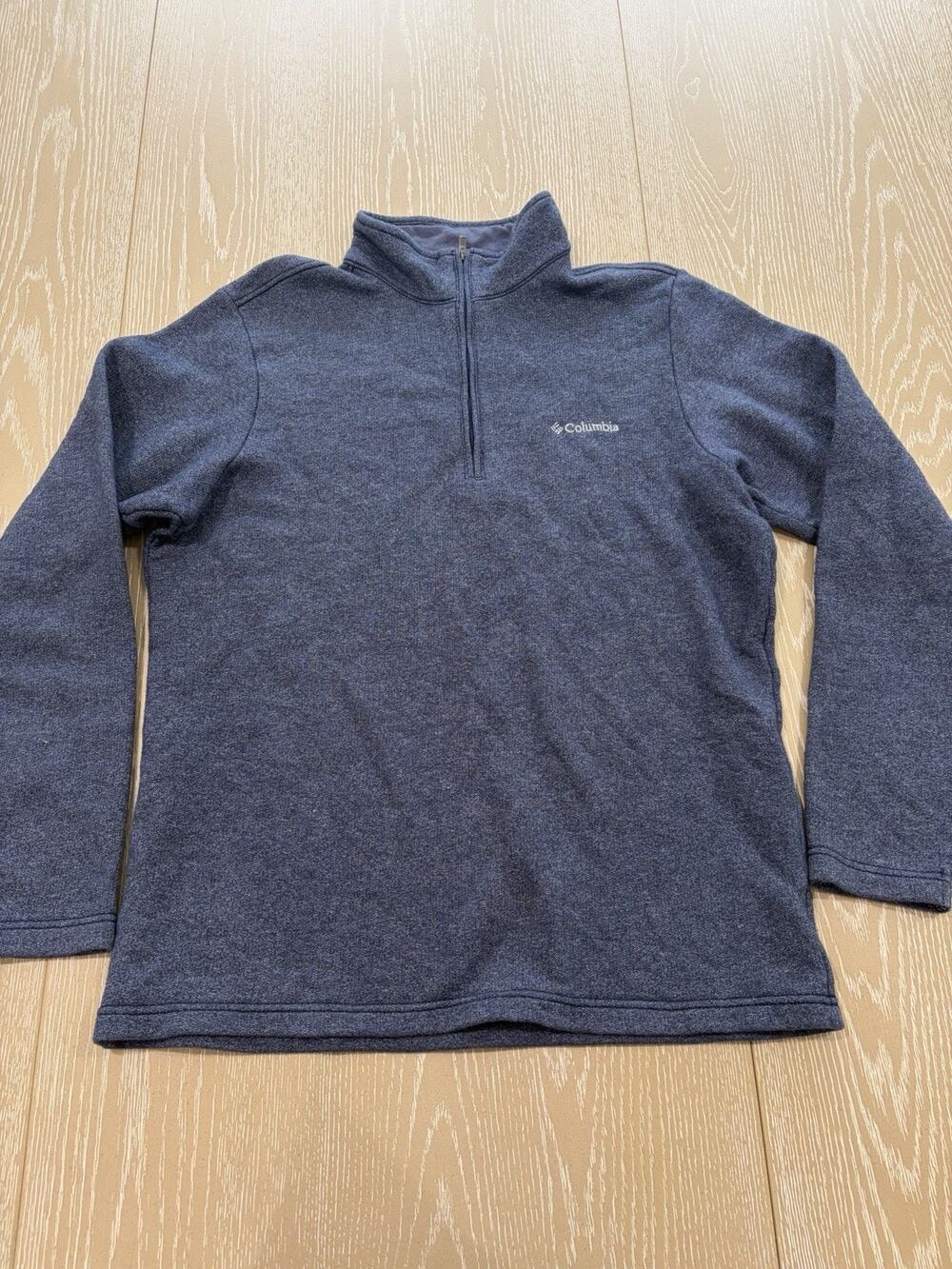 Columbia Mens Medium Great Hart Mountain III 1/4-Zip Pullover Blue Heather